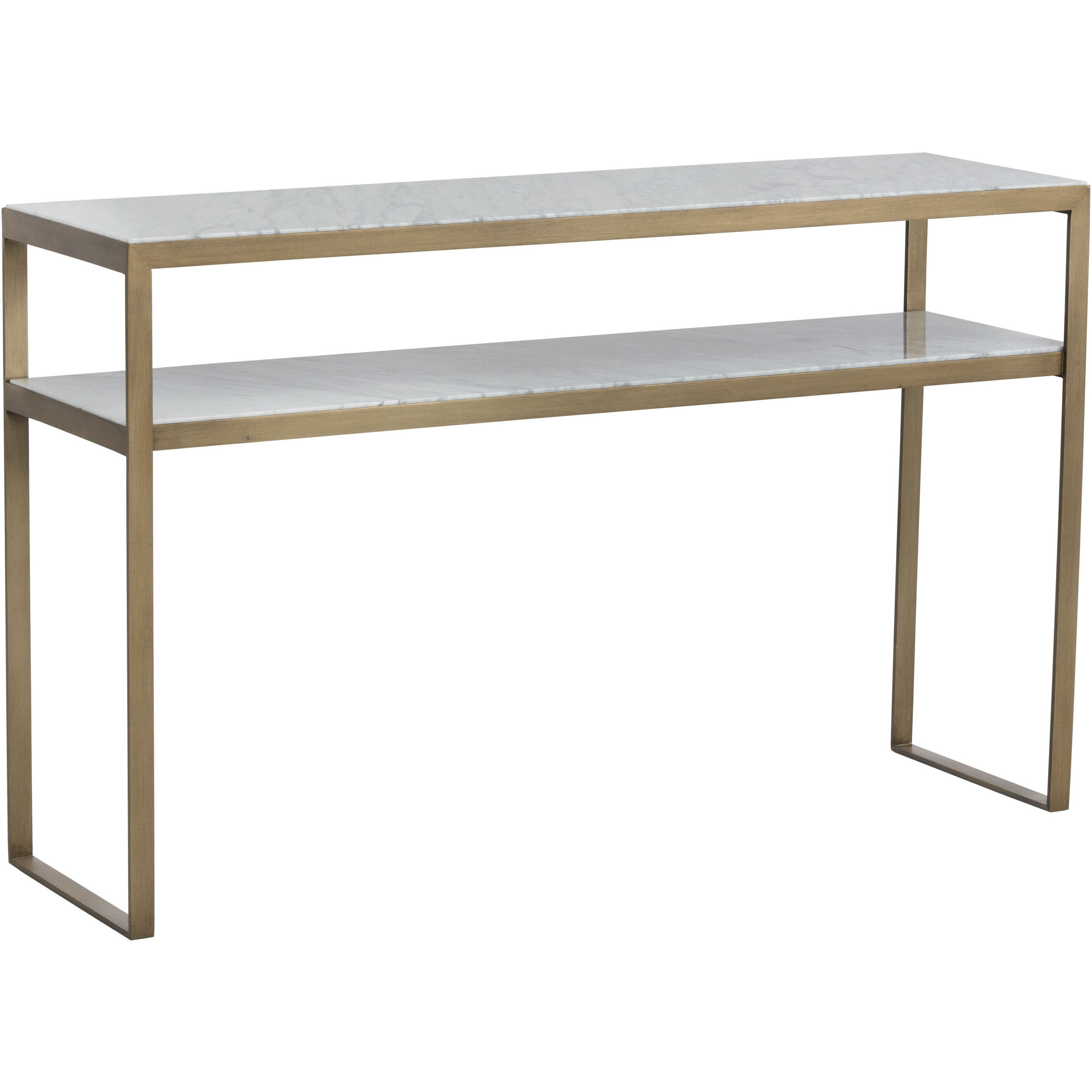 Evert 51 X 15 inch White / Antique Brass Console Table